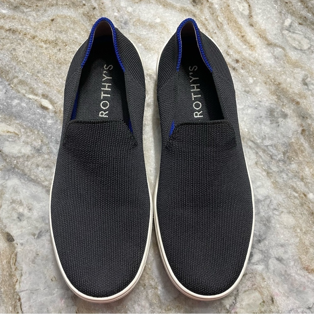 Rothy’s The Original Slip On Sneakers Solid Black size 8